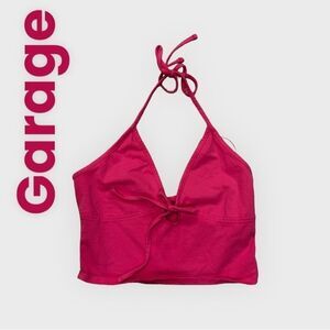 Garage fuschia pink cropped halter (M)